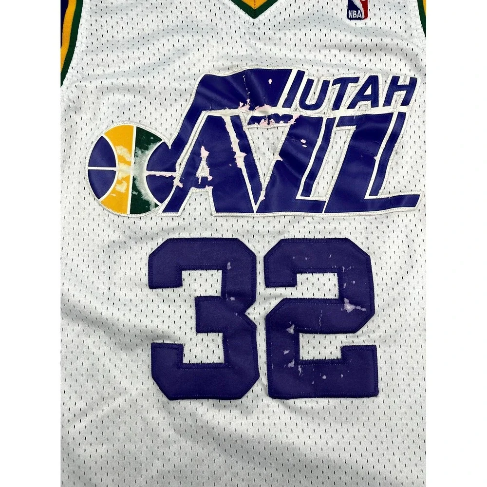 Utah Jazz Jersey Men M White Karl Malone #32 Adidas Basketball Hardwood Classics